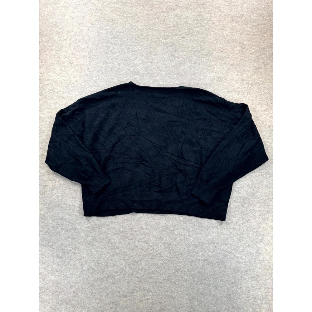 Nuuds Sweater Womens Large Black Long Sleeve Casual Stretch V-Neck Pullover